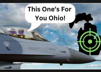 Ohio sends an F-16 and full fuel tanks to Michigan